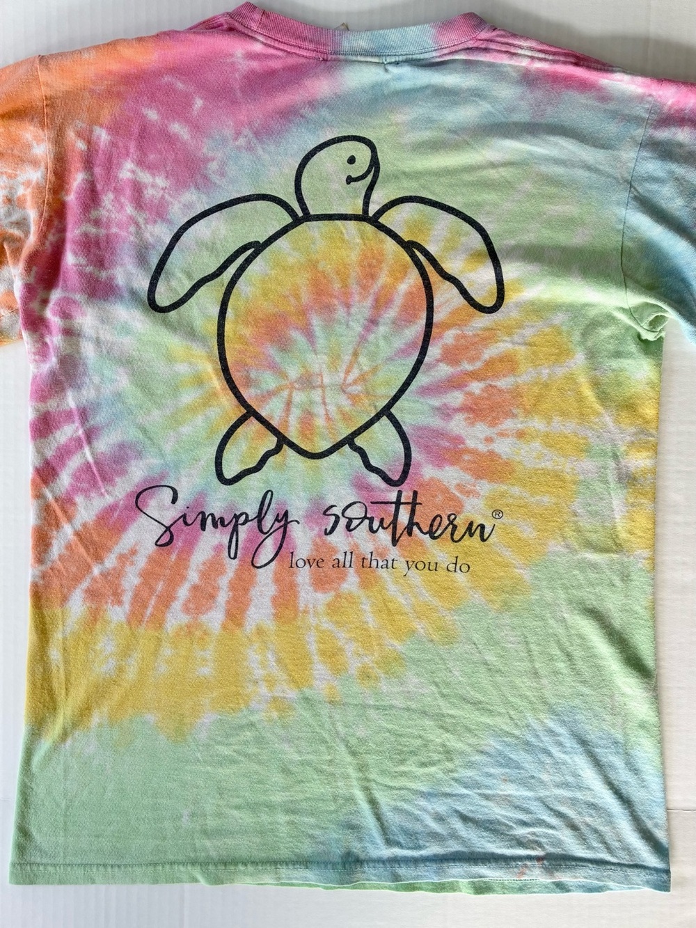Simply Southern Women’s Short Sleeve Tie-Dye Tee-Shirt Turtle Graphic Size Small